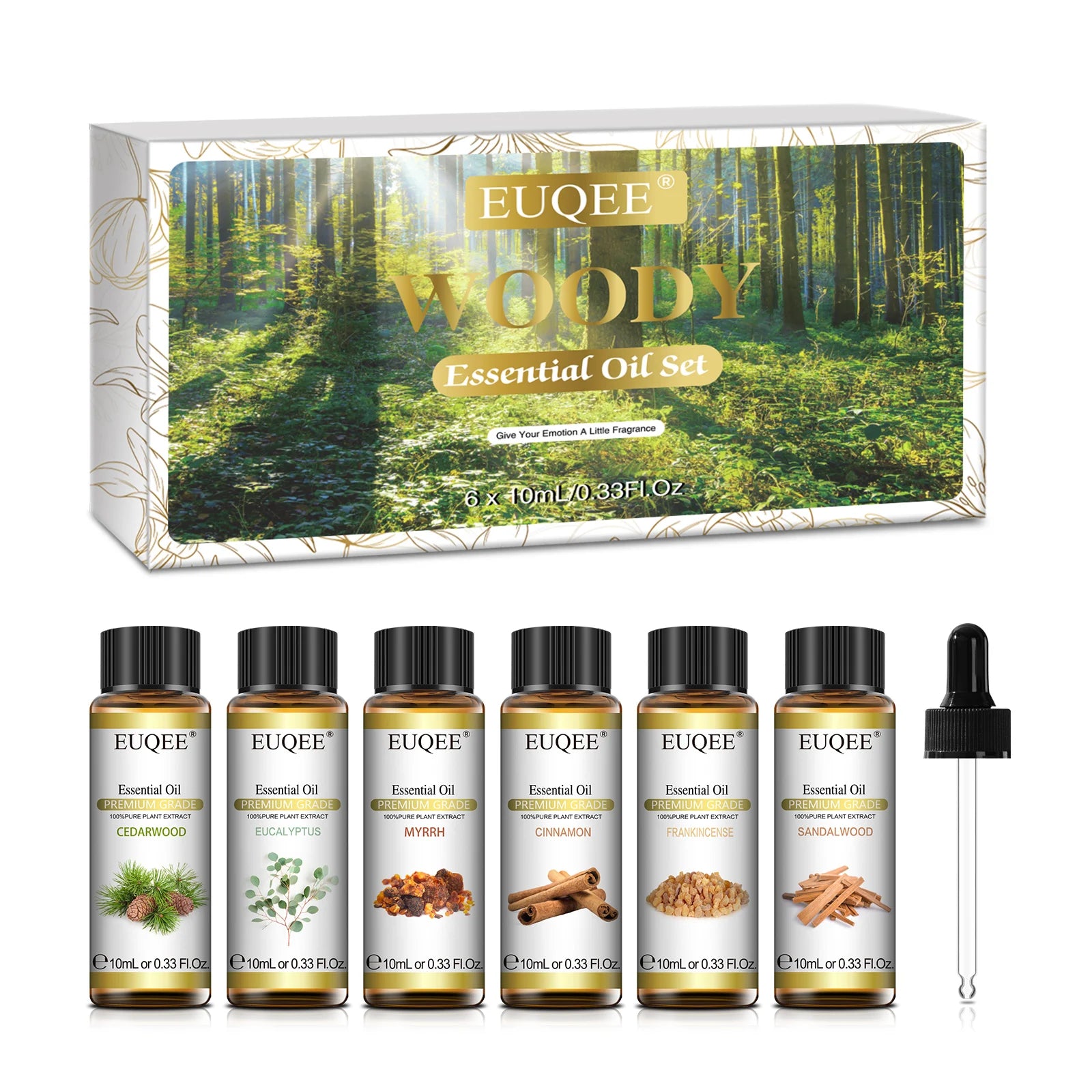 EUQEE 6 Bottles Floral Series Essential Oils Set for Diffuser Candle Making-Rose Lavender Ylang Ylang Jasmine Geranium Chamomile
